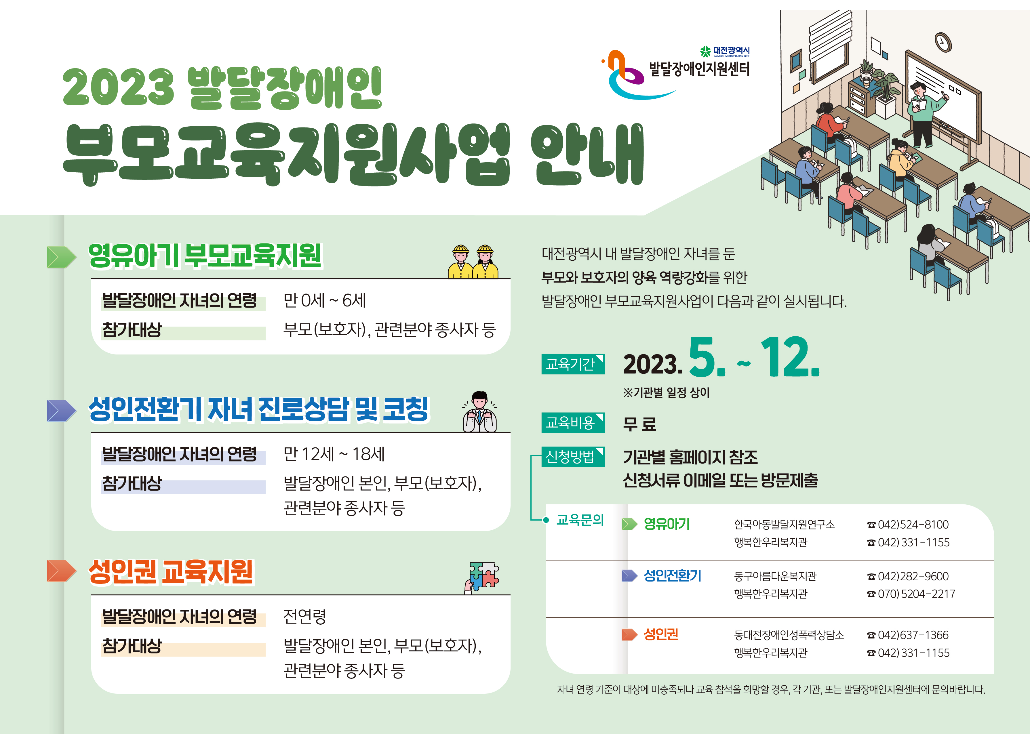 2023년 발달장애인 부모교육지원사업 참여자 모집 안내 대문사진